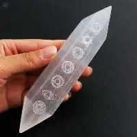 Selenite Double Point 7 Chakra Charging Stick