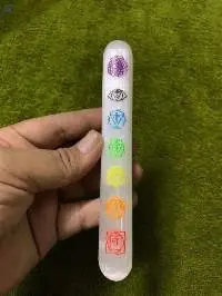 Selenite Charging Stick Bar With Rainbow Chakra
