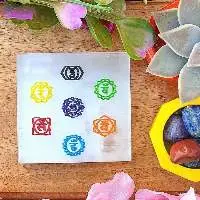 Selenite Charging Plate Colored Seven Chakra