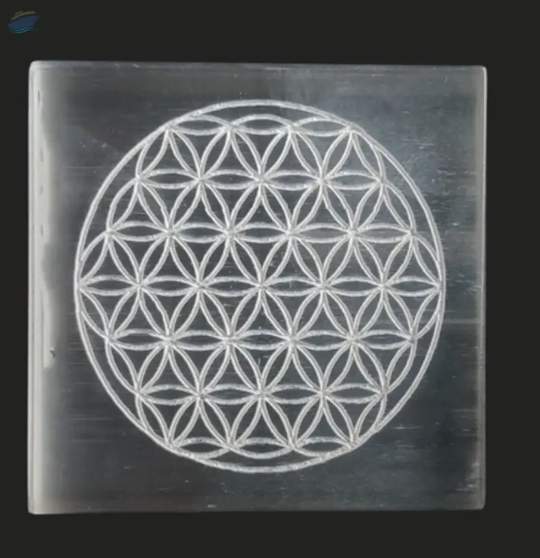 Selenite Charging Plate With Flower Of Life