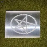 Selenite Charging Plate Star Symbol Engraved