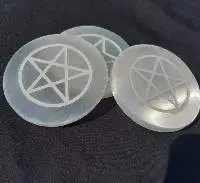 Selenite Charging Plate Star Symbol Engraved