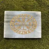 Selenite Charging Plate Vegvisir Runic Symbol