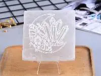 Selenite Charging Plate Moon And Crystal Symbol