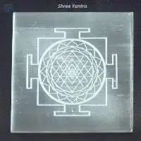 Selenite Charging Plate With Shree Yantra Symbol