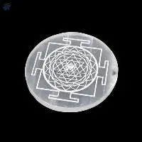 Selenite Charging Plate With Shree Yantra Symbol