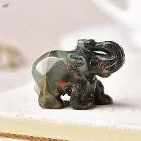 Green Bloodstone Gemstone Elephant Statue