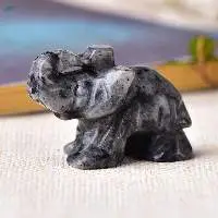 Black Labradorite Gemstone Elephant Statue