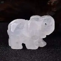 White Clear Quartz Gemstone Elephant Statue