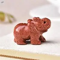 Gold Sandstone Gemstone Elephant Statue
