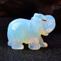 White Opalite Gemstone Elephant Statue
