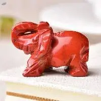 Red Jasper Gemstone Elephant Statue