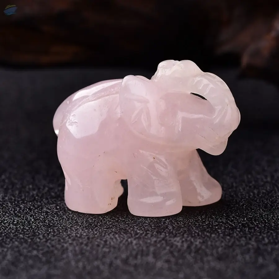 Pink Rose Quartz Gemstone Elephant Statue
