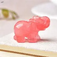 Pink Strawberry Quartz Gemstone Elephant Statue