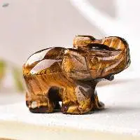 Tiger Eye Gemstone Elephant Statue