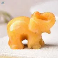 Yellow Topaz Gemstone Elephant Statue