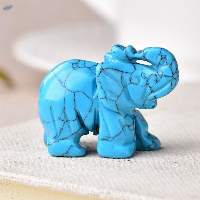 Blue Turquoise Gemstone Elephant Statue