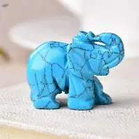 Blue Turquoise Gemstone Elephant Statue