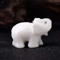 White Jade Gemstone Elephant Statue