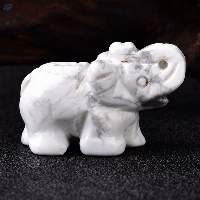 White Turquoise Gemstone Elephant Statue