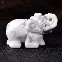 White Turquoise Gemstone Elephant Statue