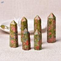 Green Unakite Gemstone Crystal Tower
