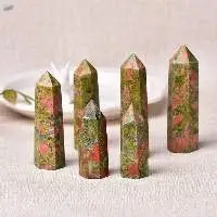Green Unakite Gemstone Crystal Tower