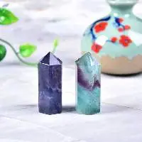 Mix Blue Fluorite Gemstone Pencil Tower