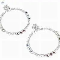 Indian Silver Tone Bell Anklet Payal Set Jewelry