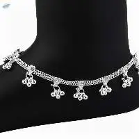Indian Silver Tone Bell Anklet Payal Set Jewelry