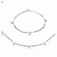 Indian Silver Tone Payal Anklet Pair Jewelry