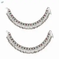 Indian Silver Tone Payal Anklet Pair Jewelry