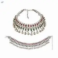 Indian Silver Tone Payal Anklet Pair Jewelry