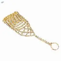 CZ Finger Ring Link Chain Bracelet For Bride