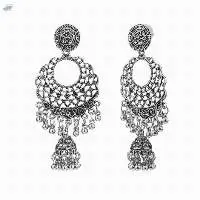Indian Oxidized Silver Dangle Earrings Jewelry