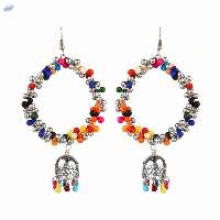 Silver Beaded Dangle Jhumki Earrings Jewelry