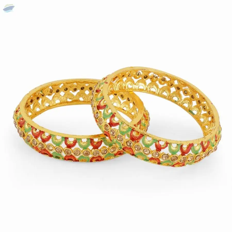 Indian Antique Beads Kundan Crystal Bangles Set