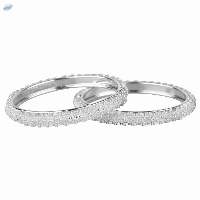 Fashion Crystal Rhodium Tone Bangles Set