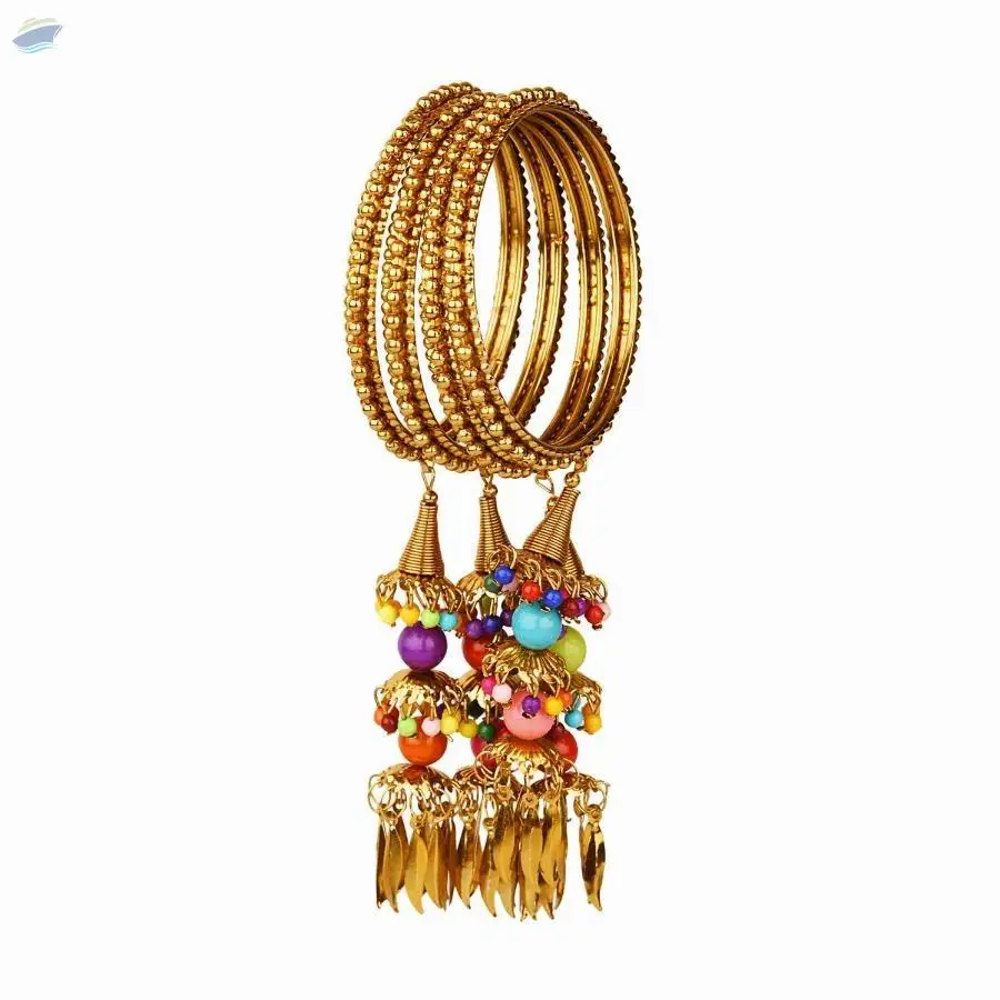 Antique Oxidized Beads Charm Bangles Set