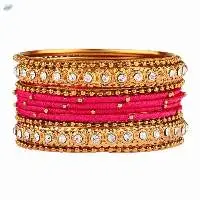Fashion Crystal Beaded Silk Thread Bangles Set