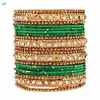 Fashion Crystal Beaded Silk Thread Bangles Set