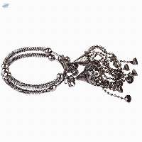Antique Oxidized Tassel Charm Bangles