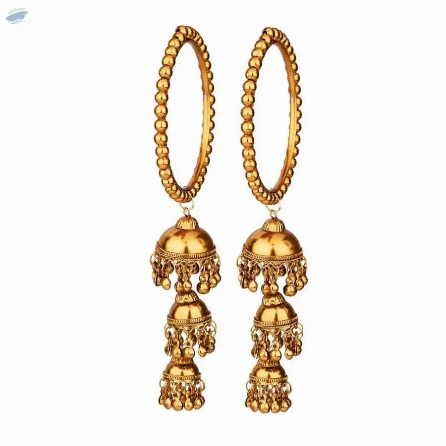 Antique Oxidized Jhumki Charm Bangles Set