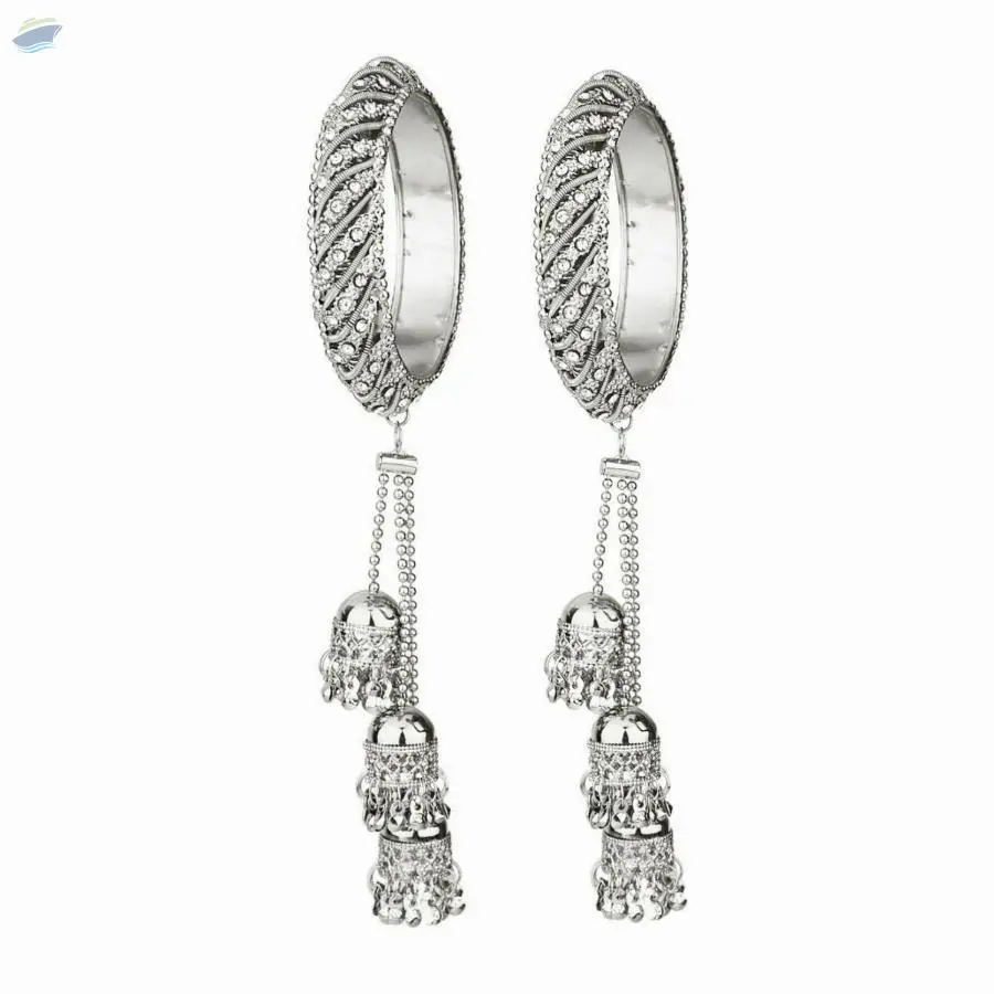Antique Oxidized Jhumki Charm Bangles Set