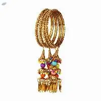 Antique Oxidized Beads Charm Bangles Set