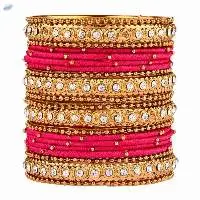 Fashion Crystal Beaded Silk Thread Bangles Set