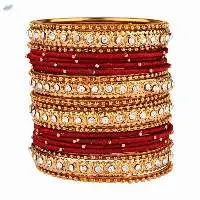 Fashion Crystal Beaded Silk Thread Bangles Set