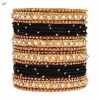 Fashion Crystal Beaded Silk Thread Bangles Set