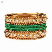 Fashion Crystal Beaded Silk Thread Bangles Set