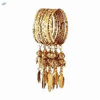 Antique Oxidized Tassel Charm Bangles Set
